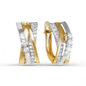 Золотые серьги КЮЗ Del'ta D124602 с фианитом D124602 фото