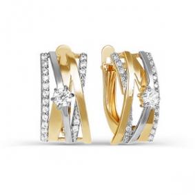 Золотые серьги КЮЗ Del'ta D124603 с фианитом D124603 фото