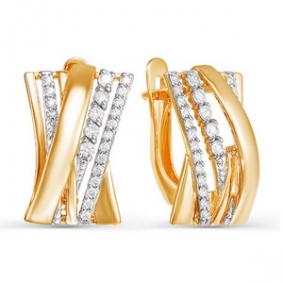 Золотые серьги КЮЗ Del'ta D124608 с фианитом D124608 фото