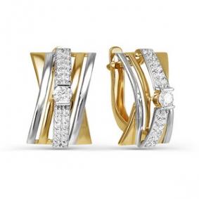 Золотые серьги КЮЗ Del'ta D124609 с фианитом D124609 фото