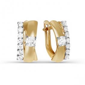 Золотые серьги КЮЗ Del'ta D124614 с фианитом D124614 фото