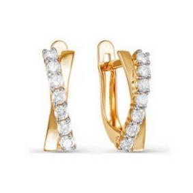 Золотые серьги КЮЗ Del'ta D124619 с фианитом D124619 фото