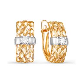 Золотые серьги КЮЗ Del'ta D124626 с фианитом D124626 фото