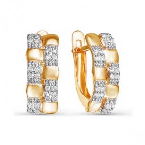 Золотые серьги КЮЗ Del'ta D124629 с фианитом D124629 фото