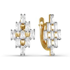 Золотые серьги КЮЗ Del'ta D124650 с фианитом D124650 фото
