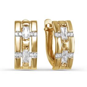 Золотые серьги КЮЗ Del'ta D124653 с фианитом D124653 фото