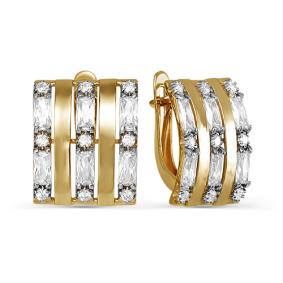 Золотые серьги КЮЗ Del'ta D124658 с фианитом D124658 фото