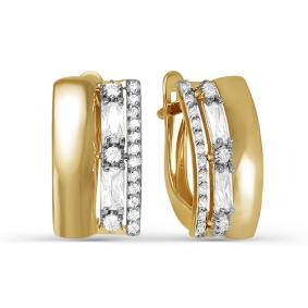 Золотые серьги КЮЗ Del'ta D124661 с фианитом D124661 фото