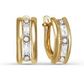 Золотые серьги КЮЗ Del'ta D124664 с фианитом D124664 фото