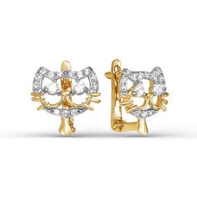 Золотые серьги КЮЗ Del'ta D124695 с фианитом D124695 фото