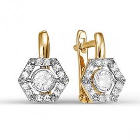 Золотые серьги КЮЗ Del'ta D124696 с фианитом D124696 фото