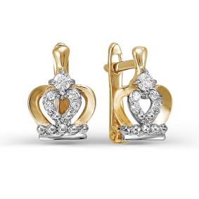 Золотые серьги КЮЗ Del'ta D124701 с фианитом D124701 фото