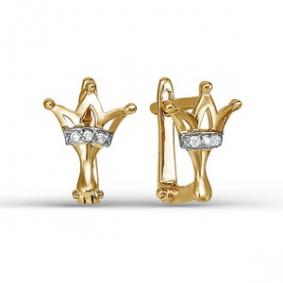 Золотые серьги КЮЗ Del'ta D124702 с фианитом D124702 фото