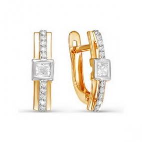 Золотые серьги КЮЗ Del'ta D124703 с фианитом D124703 фото