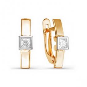 Золотые серьги КЮЗ Del'ta D124704 с фианитом D124704 фото