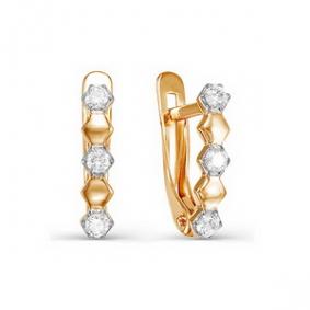 Золотые серьги КЮЗ Del'ta D124712 с фианитом D124712 фото
