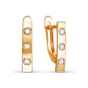 Золотые серьги КЮЗ Del'ta D124715 с фианитом D124715 фото