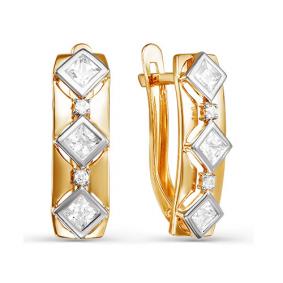 Золотые серьги КЮЗ Del'ta D124716 с фианитом D124716 фото