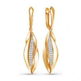 Золотые серьги КЮЗ Del'ta D124722 с фианитом D124722 фото