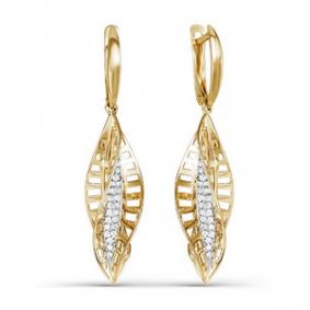 Золотые серьги КЮЗ Del'ta D124727 с фианитом D124727 фото