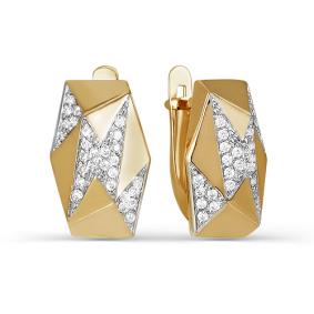 Золотые серьги КЮЗ Del'ta D124749 с фианитом D124749 фото