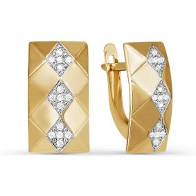 Золотые серьги КЮЗ Del'ta D124755 с фианитом D124755 фото