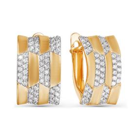 Золотые серьги КЮЗ Del'ta D124757 с фианитом D124757 фото