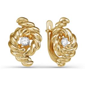 Золотые серьги КЮЗ Del'ta D124767 с фианитом D124767 фото