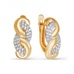 Золотые серьги КЮЗ Del'ta D124770 с фианитом D124770 фото