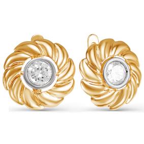 Золотые серьги КЮЗ Del'ta D124771 с фианитом D124771 фото