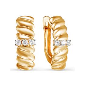 Золотые серьги КЮЗ Del'ta D124779 с фианитом D124779 фото