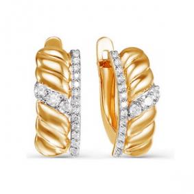 Золотые серьги КЮЗ Del'ta D124780 с фианитом D124780 фото