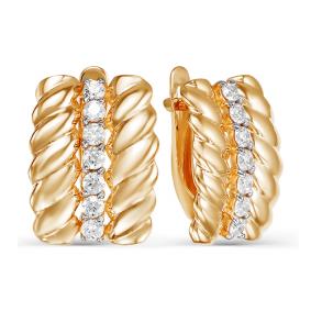 Золотые серьги КЮЗ Del'ta D124781 с фианитом D124781 фото