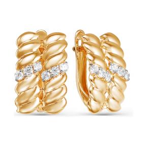 Золотые серьги КЮЗ Del'ta D124784 с фианитом D124784 фото