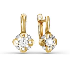 Золотые серьги КЮЗ Del'ta D124801 с фианитом D124801 фото