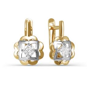 Золотые серьги КЮЗ Del'ta D124802 с фианитом D124802 фото