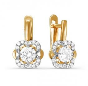 Золотые серьги КЮЗ Del'ta D124804 с фианитом D124804 фото