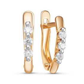 Золотые серьги КЮЗ Del'ta D124810 с фианитом D124810 фото