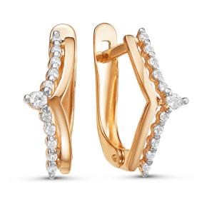 Золотые серьги КЮЗ Del'ta D124819 с фианитом D124819 фото