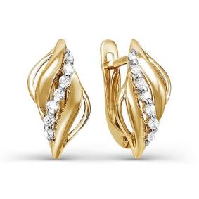 Золотые серьги КЮЗ Del'ta D124837 с фианитом D124837 фото