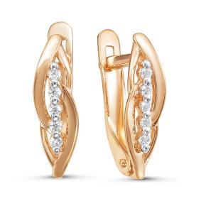 Золотые серьги КЮЗ Del'ta D124840 с фианитом D124840 фото