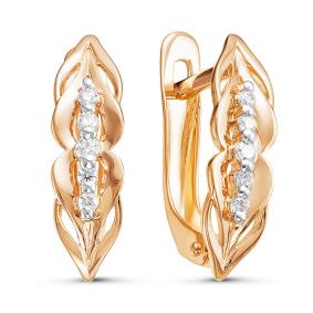 Золотые серьги КЮЗ Del'ta D124841 с фианитом D124841 фото