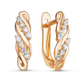 Золотые серьги КЮЗ Del'ta D124848 с фианитом D124848 фото