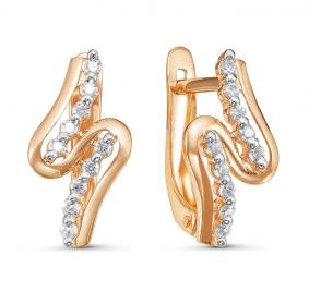 Золотые серьги КЮЗ Del'ta D124849 с фианитом D124849 фото