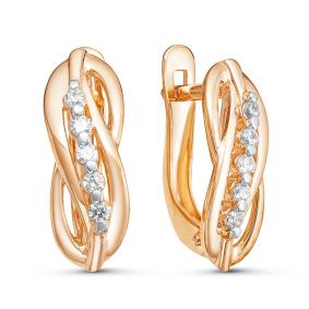 Золотые серьги КЮЗ Del'ta D124852 с фианитом D124852 фото