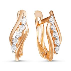 Золотые серьги КЮЗ Del'ta D124865 с фианитом D124865 фото