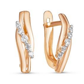 Золотые серьги КЮЗ Del'ta D124867 с фианитом D124867 фото