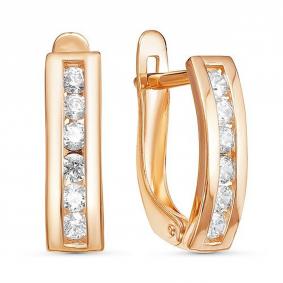 Золотые серьги КЮЗ Del'ta D124879 с фианитом D124879 фото