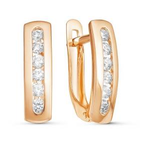 Золотые серьги КЮЗ Del'ta D124884 с фианитом D124884 фото