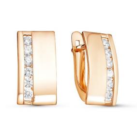 Золотые серьги КЮЗ Del'ta D124885 с фианитом D124885 фото